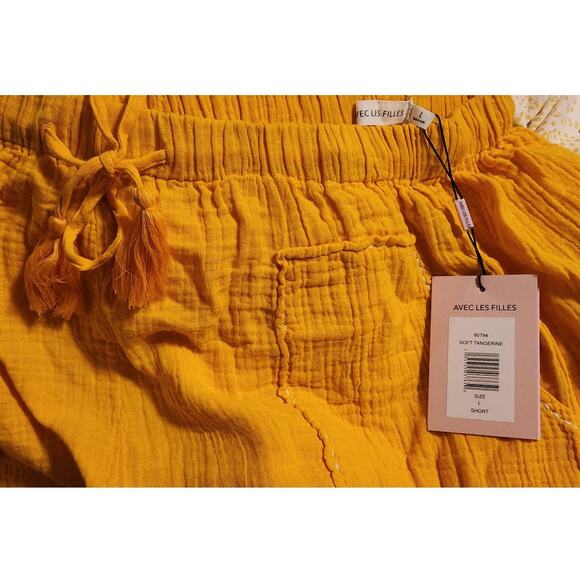 NWT AVEC LES FILLES Cotton Gauze Top & Shorts In Soft Tangerine L - Picture 6 of 9